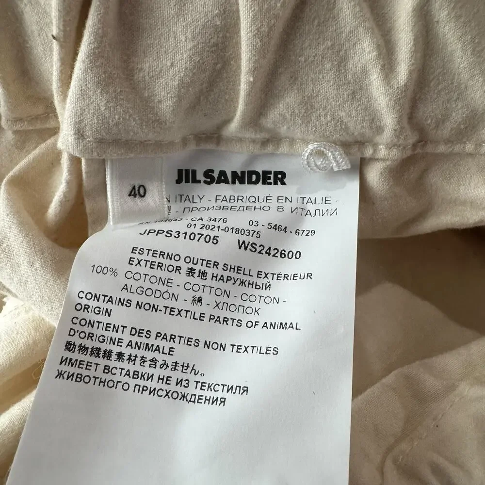 Jil Sander Cargo Pants 100% Cotton Women's IT 40 US 8 Cream Travel Quiet Luxury